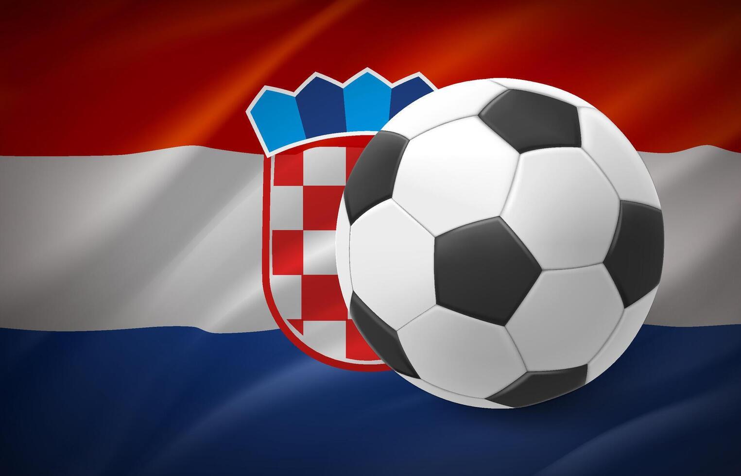 Flag of Croatia with soccer ball. National football team concept. 3d illustration vector