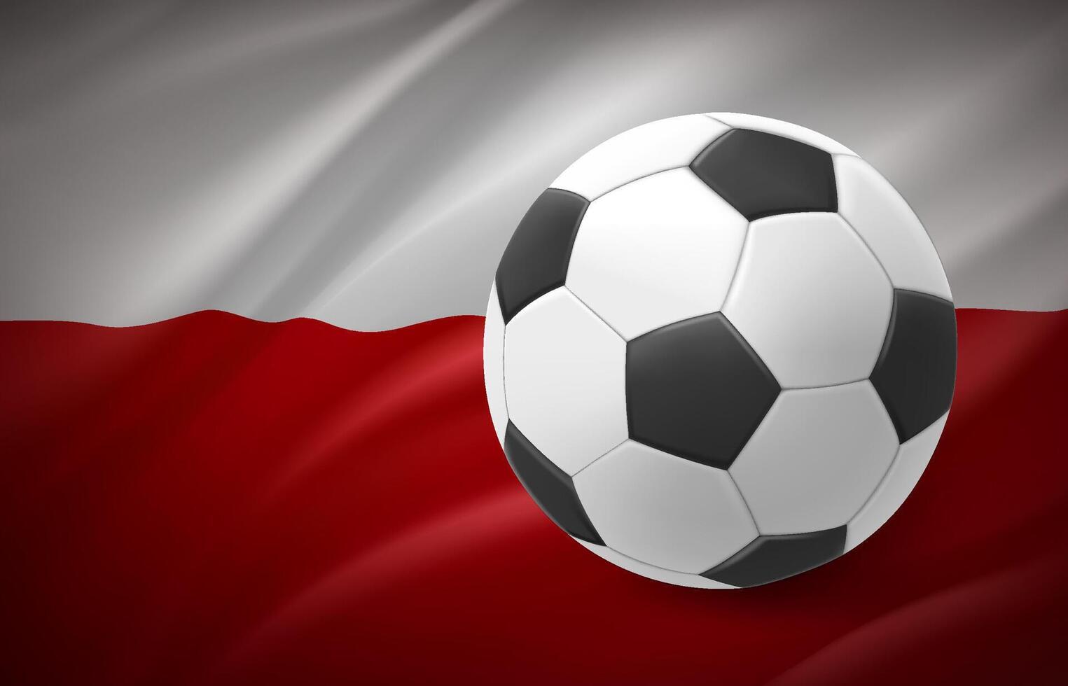 Flag of Poland with soccer ball. National football team concept. 3d illustration vector
