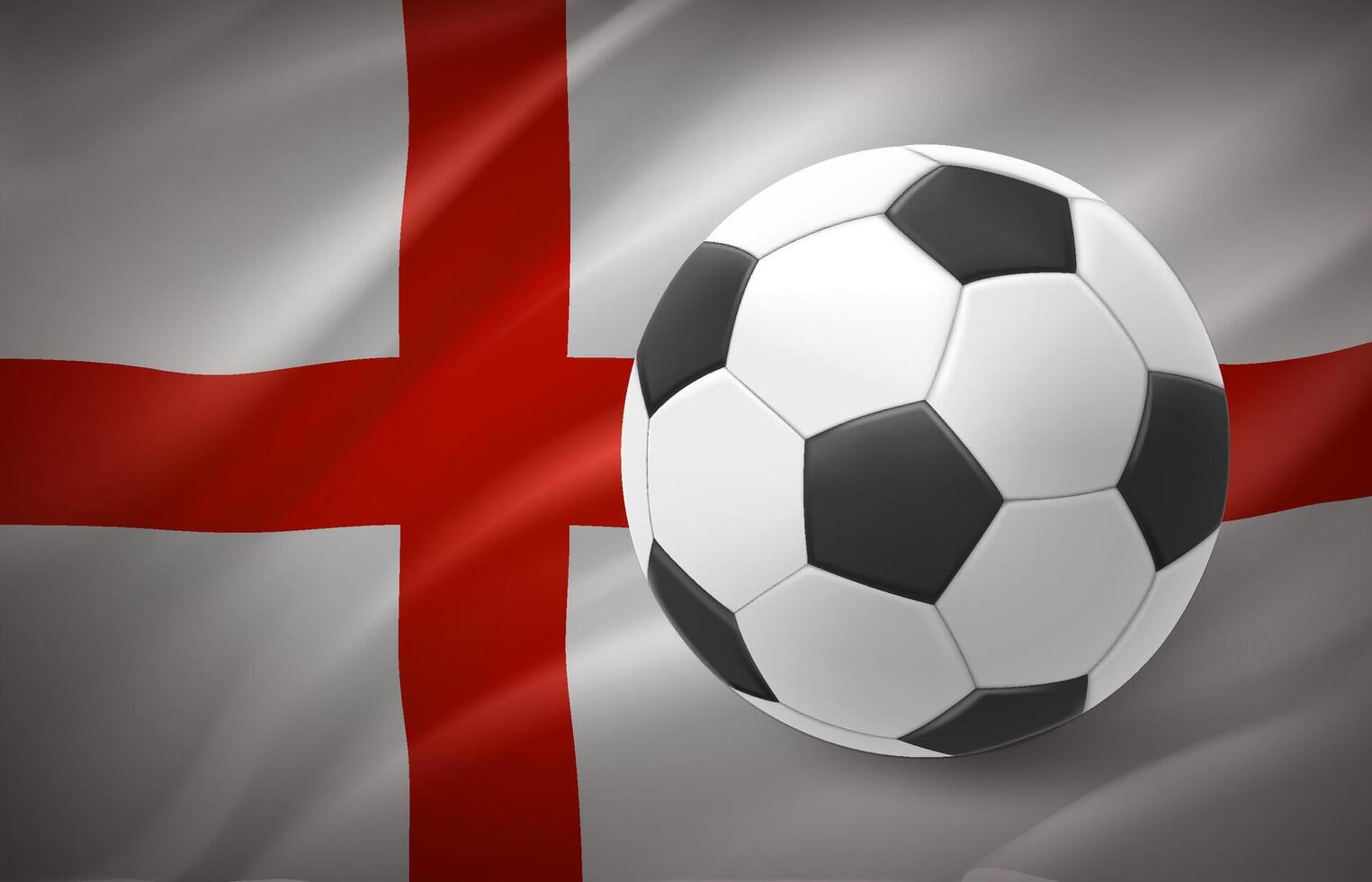 Flag of England with soccer ball. National football team concept. 3d illustration vector