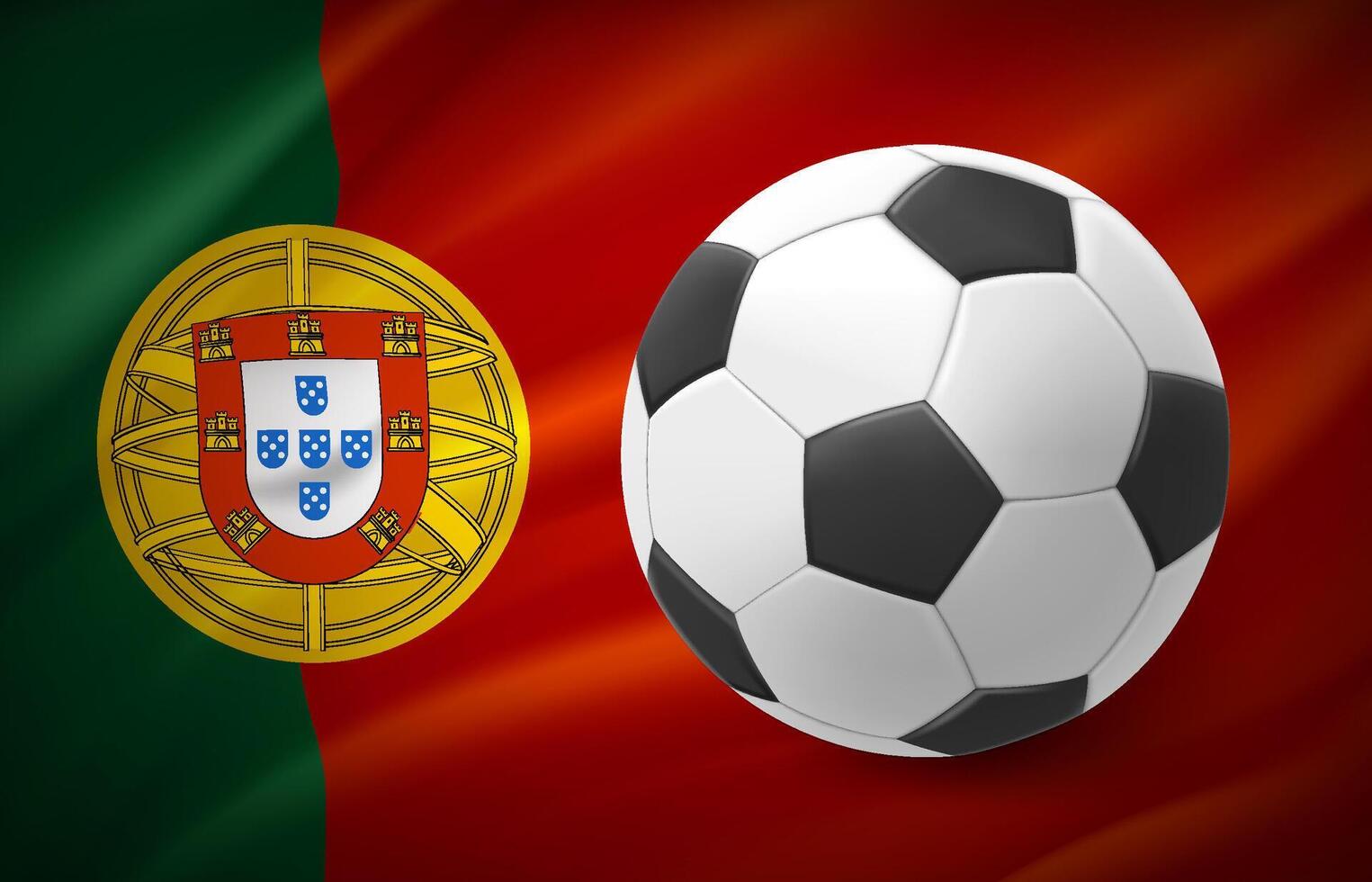 Flag of Portugal with soccer ball. National football team concept. 3d illustration vector