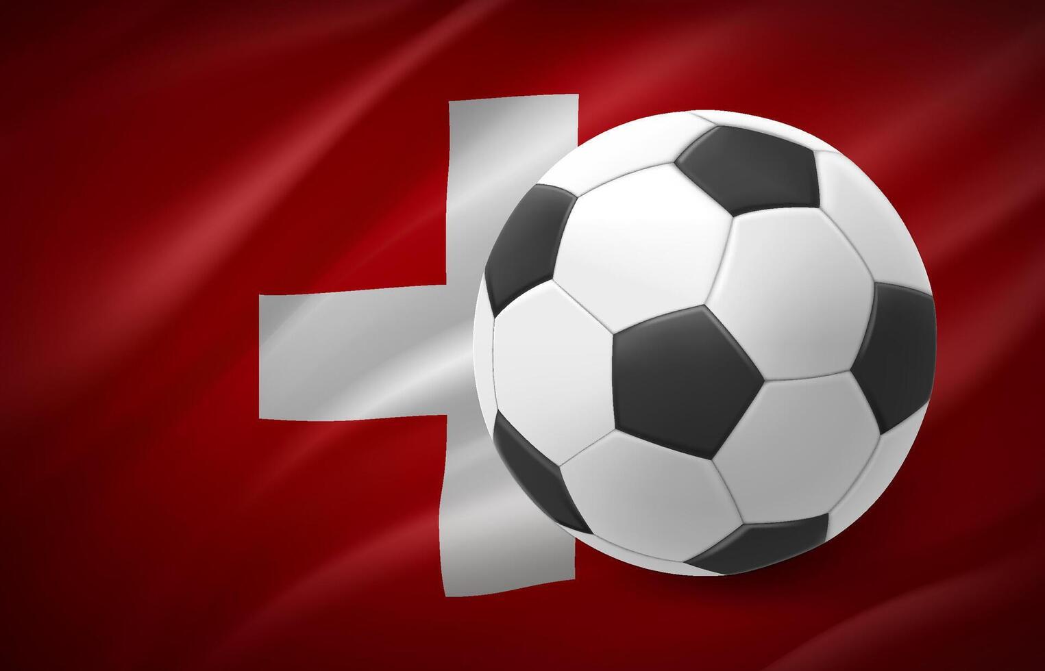 Flag of Switzerland with soccer ball. National football team concept. 3d illustration vector