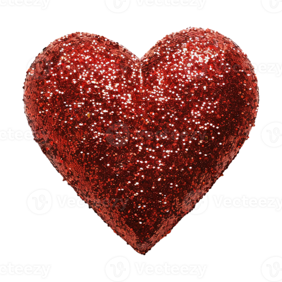 Love Glitter Heart for Valentine Day on Transparent Background png