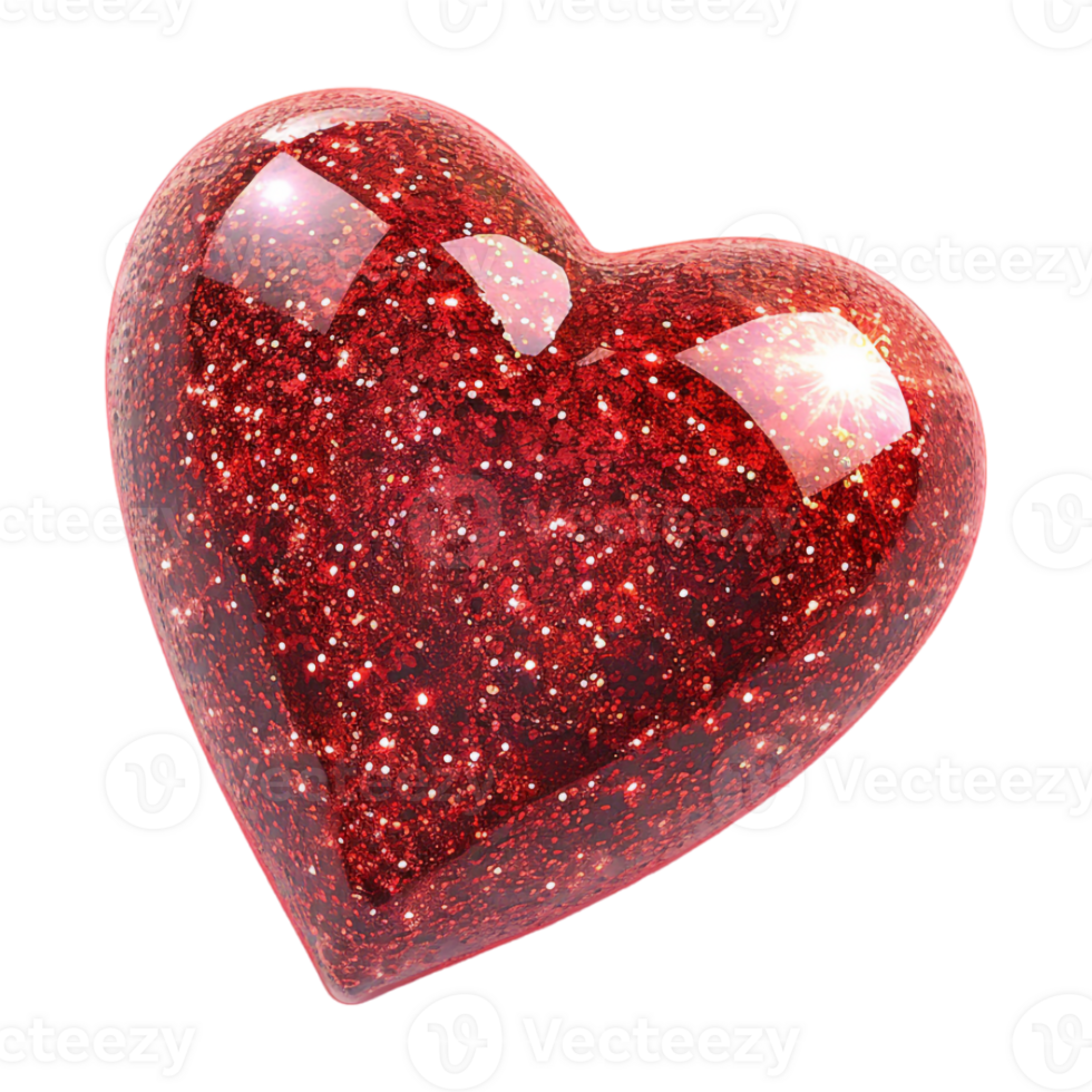 Love Glitter Heart for Valentine Day on Transparent Background png