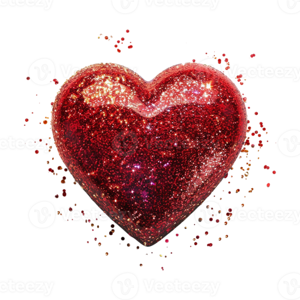 Love Glitter Heart for Valentine Day on Transparent Background png