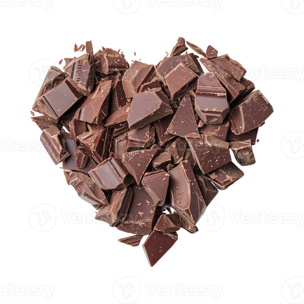 Heart Made with Crushes Chocolate Pieces on Transparent Background png