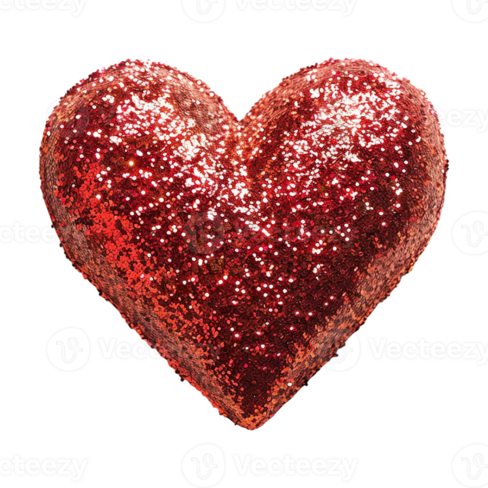 Love Glitter Heart for Valentine Day on Transparent Background png