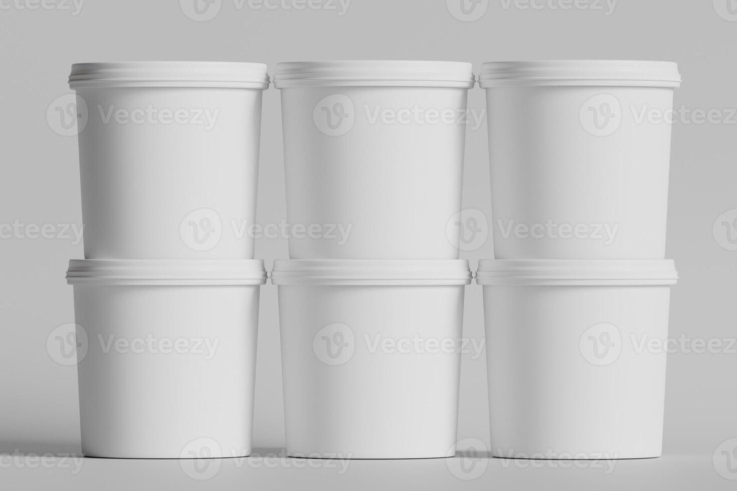Biscuit packaging container white color on gray background 3D illustration photo