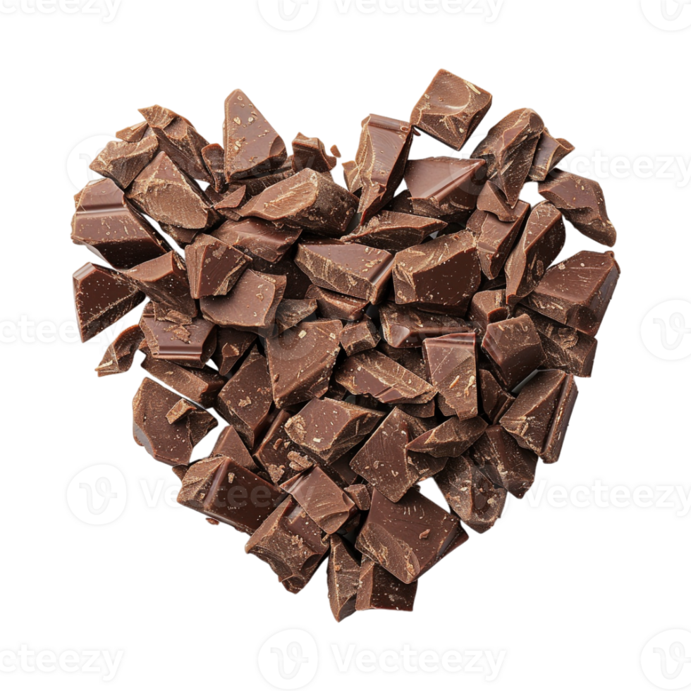 Heart Made with Crushes Chocolate Pieces on Transparent Background png