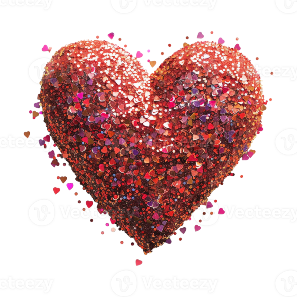 Love Glitter Heart for Valentine Day on Transparent Background png