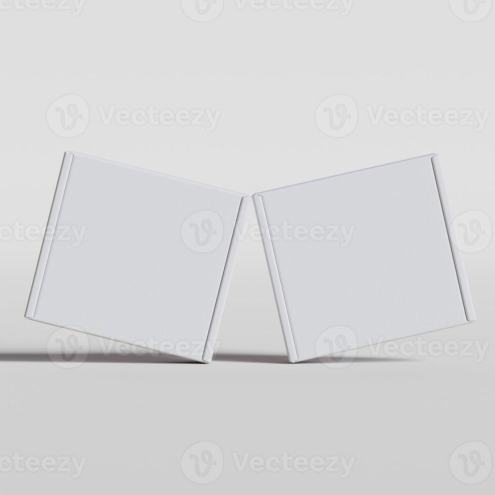 Empty cardboard Box white color 3D rendering illustration on gray background photo