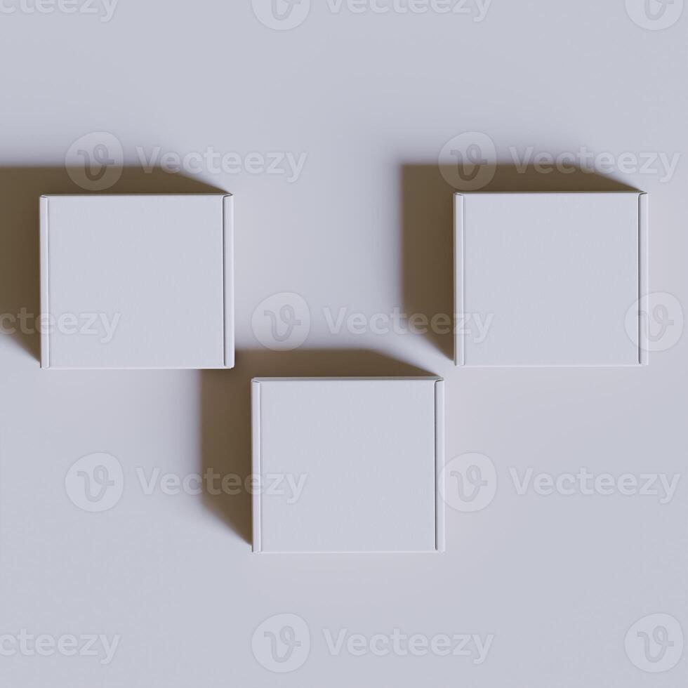 Empty cardboard Box white color 3D rendering illustration on gray background photo