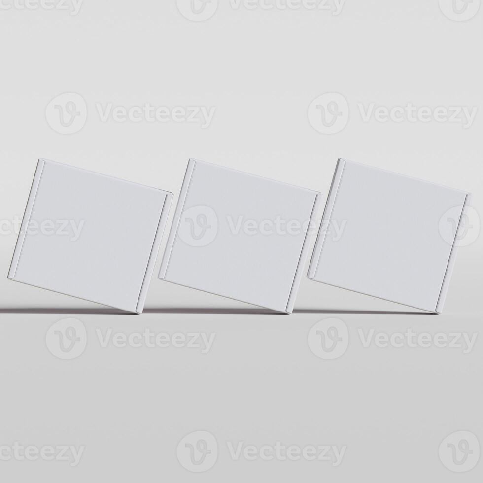 Empty cardboard Box white color 3D rendering illustration on gray background photo