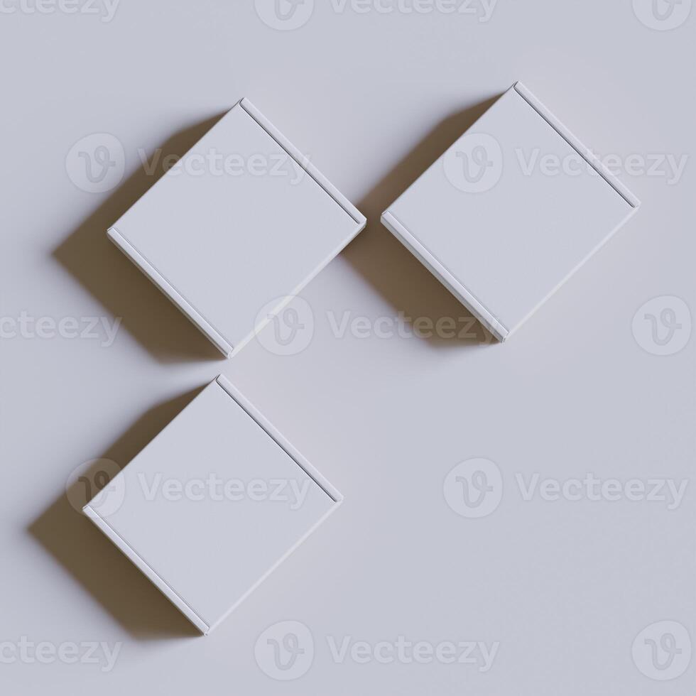 Empty cardboard Box white color 3D rendering illustration on gray background photo