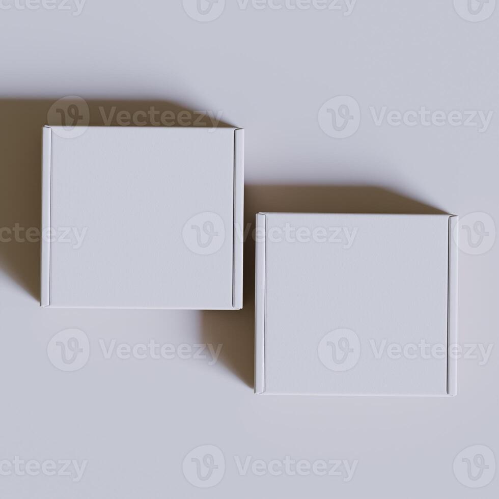 Empty cardboard Box white color 3D rendering illustration on gray background photo