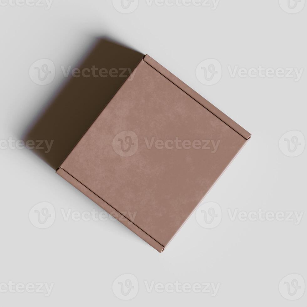 Empty cardboard Box brown color 3D rendering illustration on gray background photo