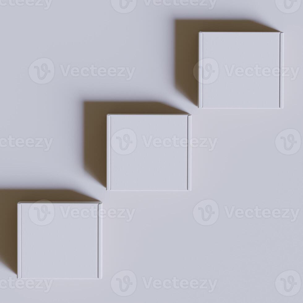 Empty cardboard Box white color 3D rendering illustration on gray background photo