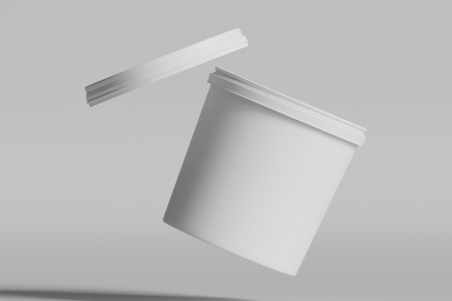 Biscuit packaging container white color on gray background 3D illustration photo