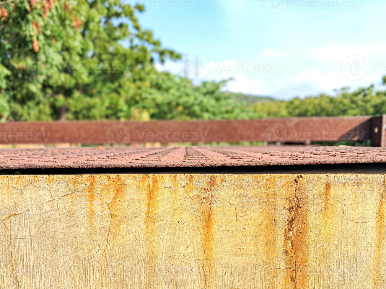 Diamond plate corrosive or oxidation with concrate texture photo