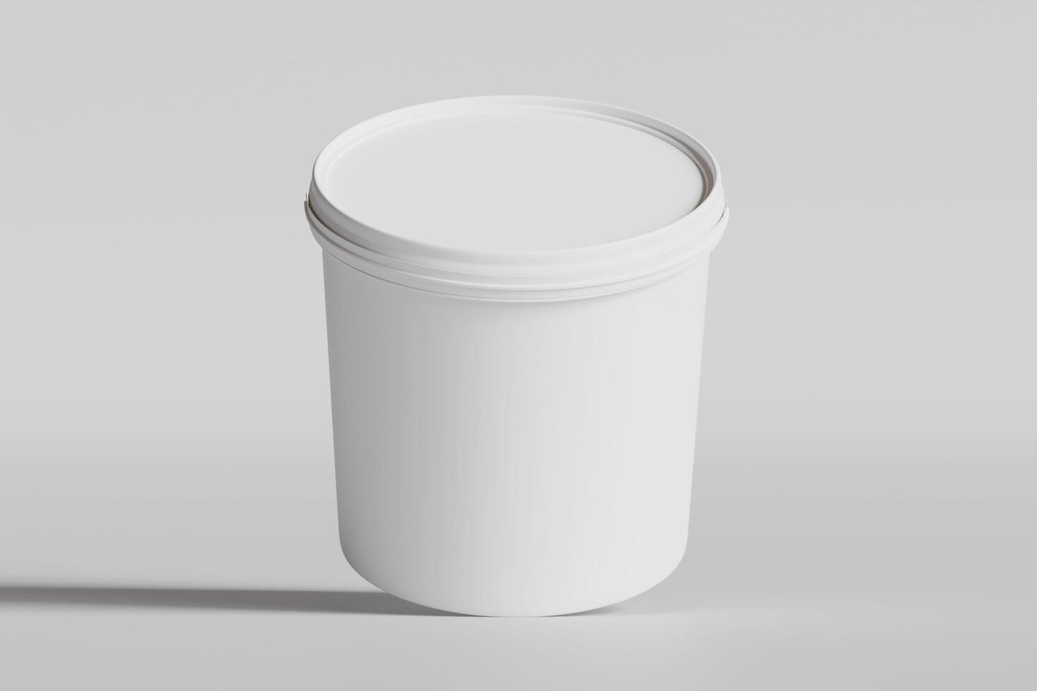 Biscuit packaging container white color on gray background 3D illustration photo