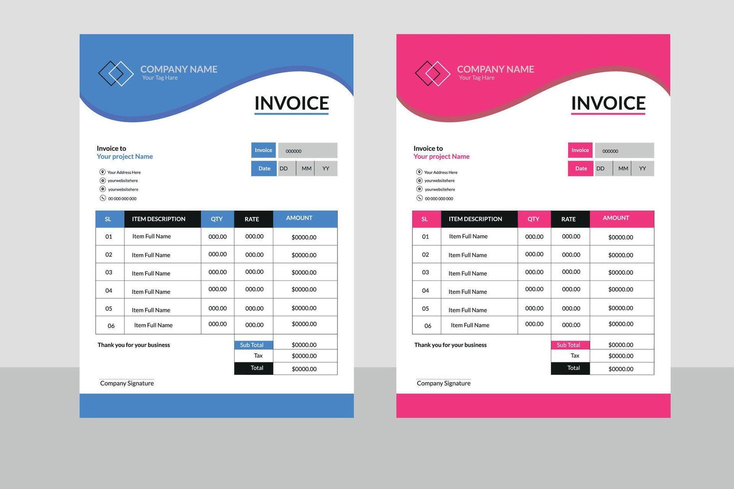 Minimal Corporate Business Invoice design template vector