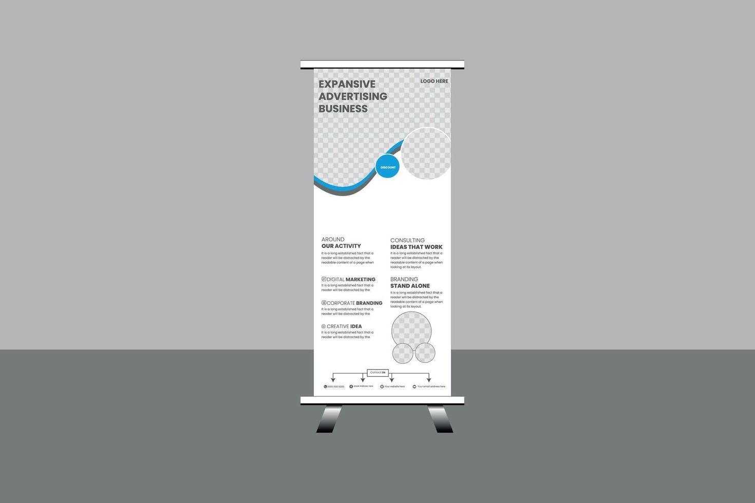 Roll up sale banner design template vector