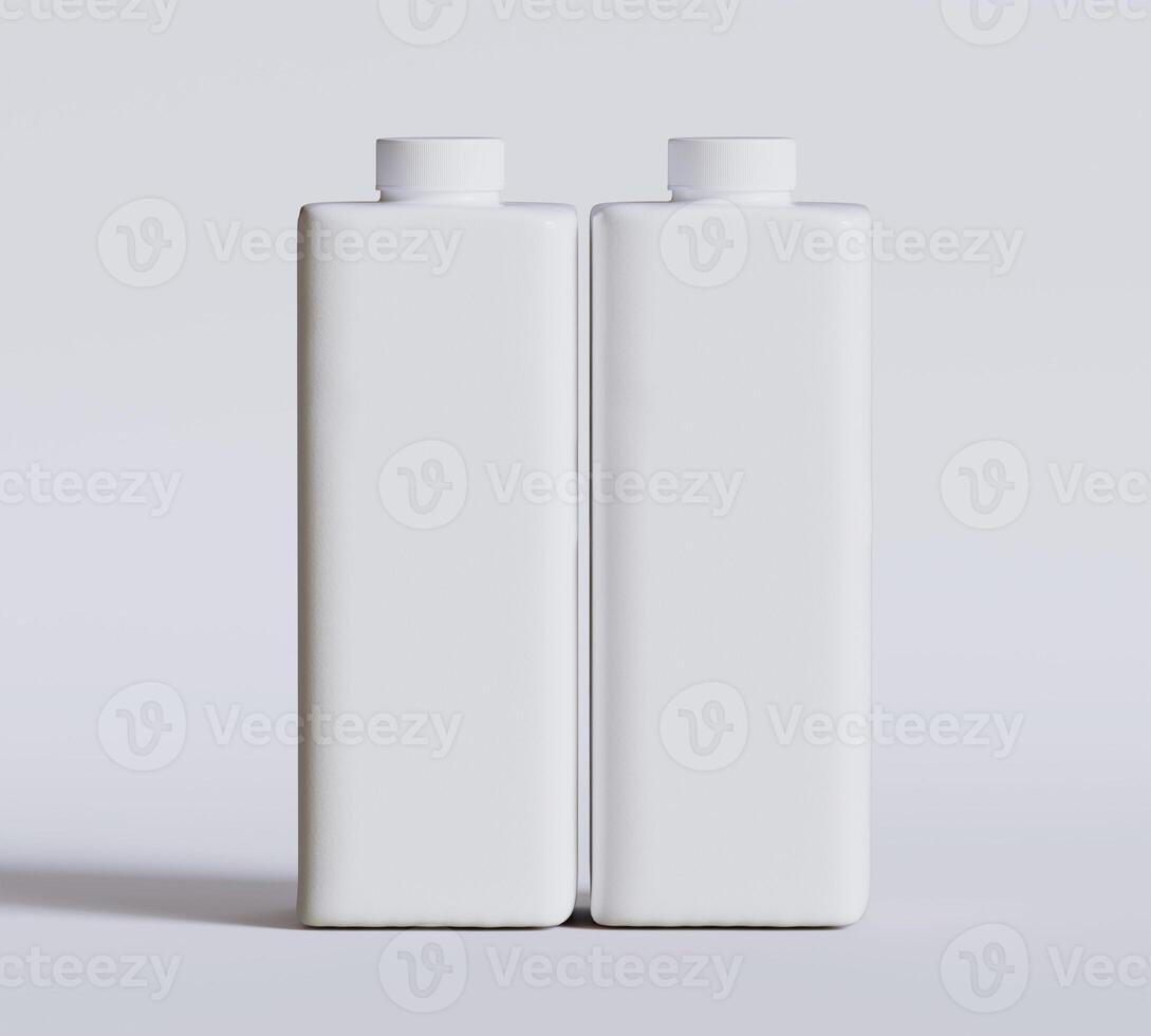 White plastic or carton pack template for beverage juice, milk Packaging. 3D illustration photo