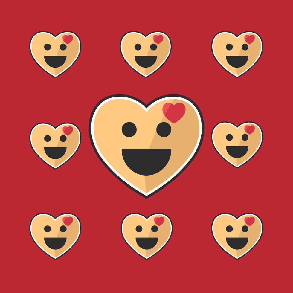 Heart emoticons set in flat style. Emoticon icons collection vector