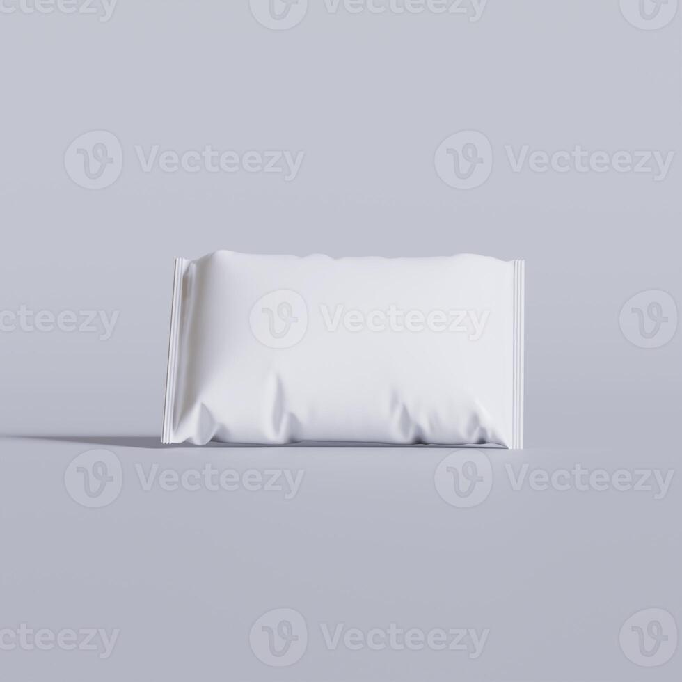 Snack pouch packaging white color on gray background for mockup collection photo