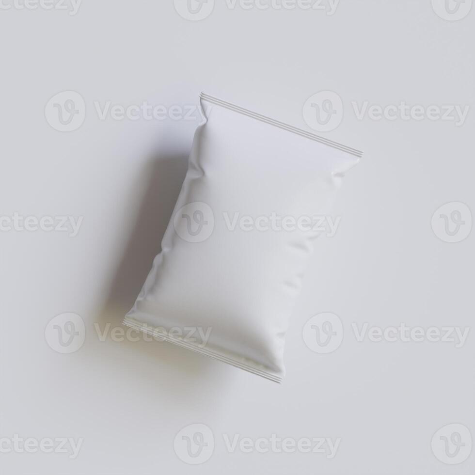 Snack pouch packaging white color on gray background for mockup collection photo