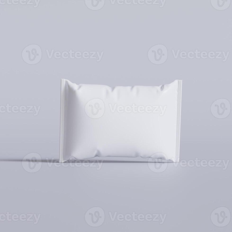Snack pouch packaging white color on gray background for mockup collection photo