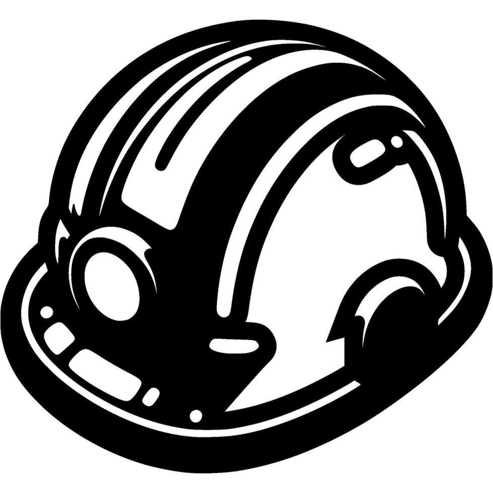 Protective construction helmet in monochrome. Plastic helmet to protect head of builder. Simple minimalistic in black ink drawing on white background vector