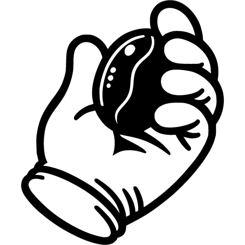 Farmer hand selects coffee beans for planting new crop in monochrome. Simple minimalistic in black ink drawing on white background vector