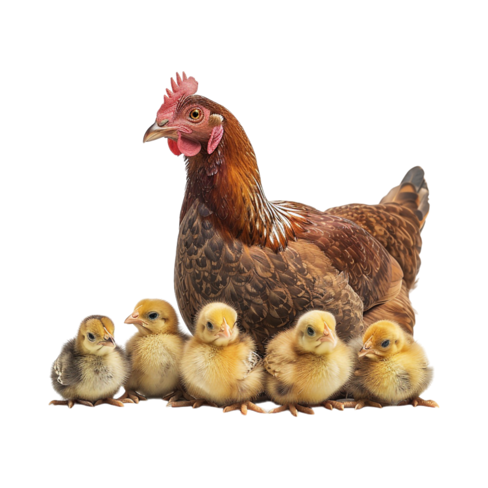 Hen with Chicks on Transparent Background png
