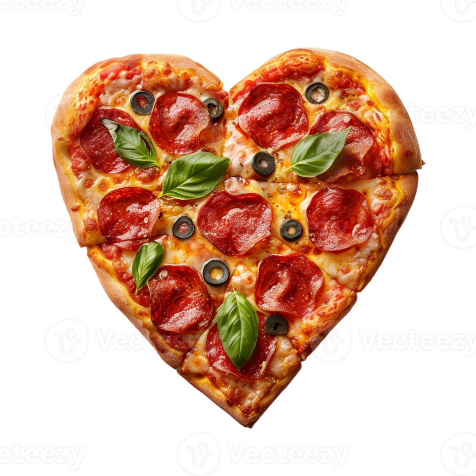 Heart Shape Pizza on Transparent Background png
