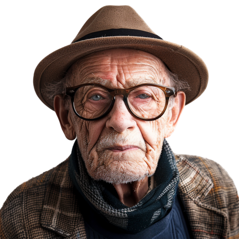 Old Man Wearing Hat on Transparent Background png