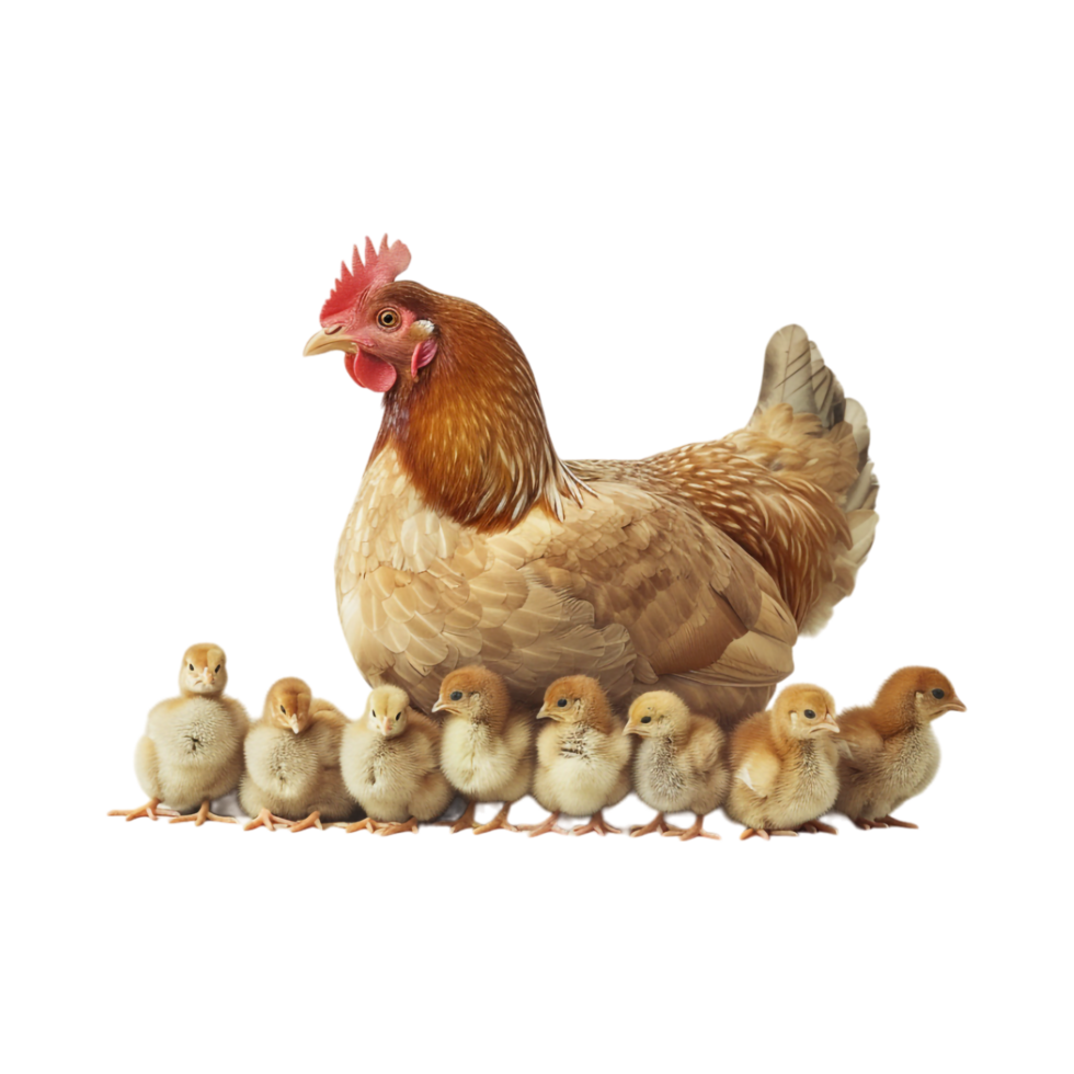 Hen with Chicks on Transparent Background png