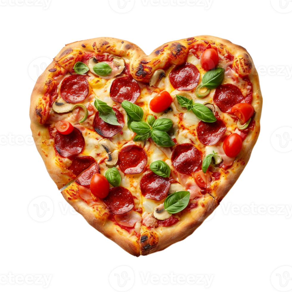 Heart Shape Pizza on Transparent Background png