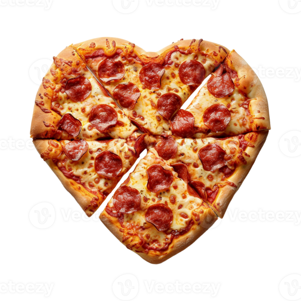 Heart Shape Pizza on Transparent Background png