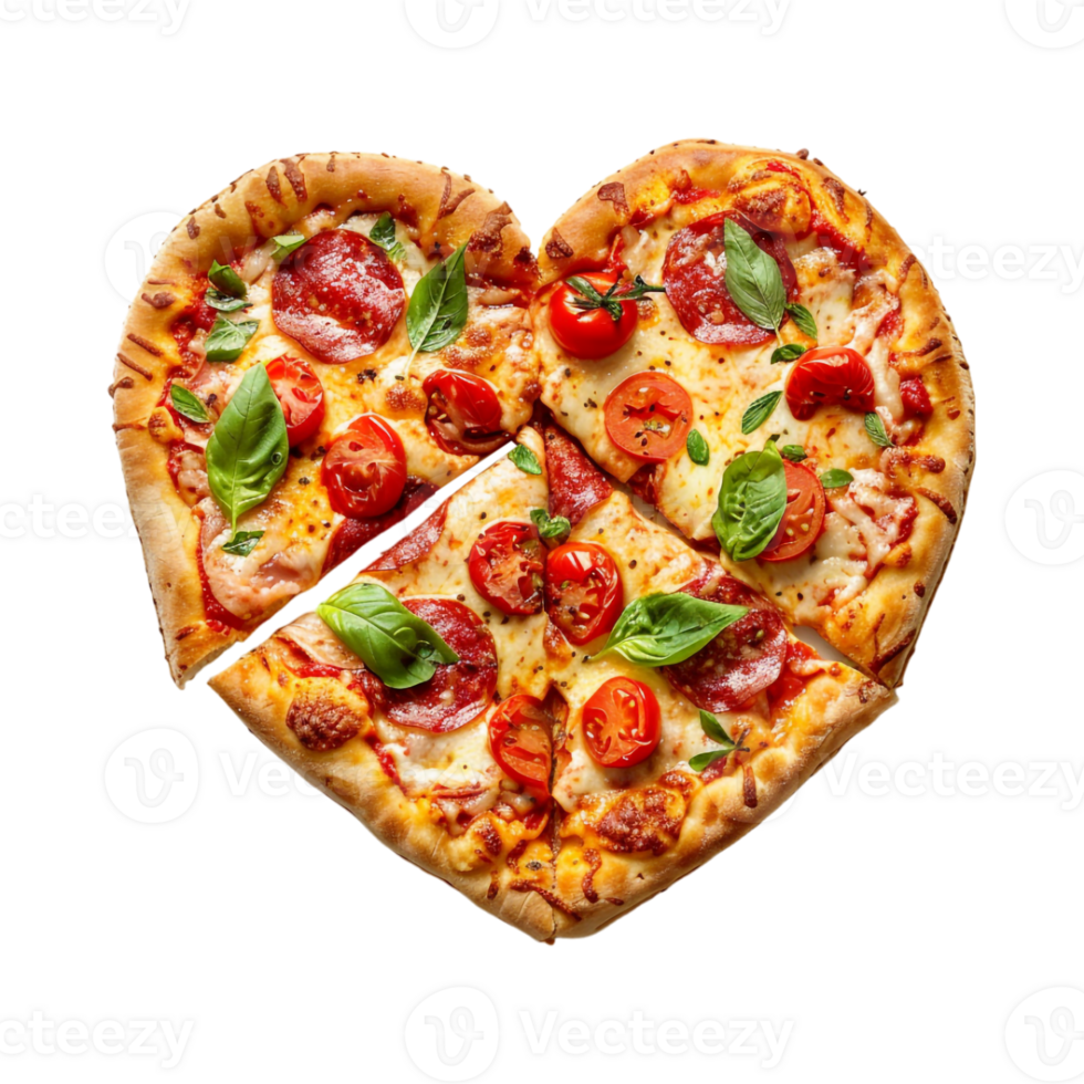 Heart Shape Pizza on Transparent Background png
