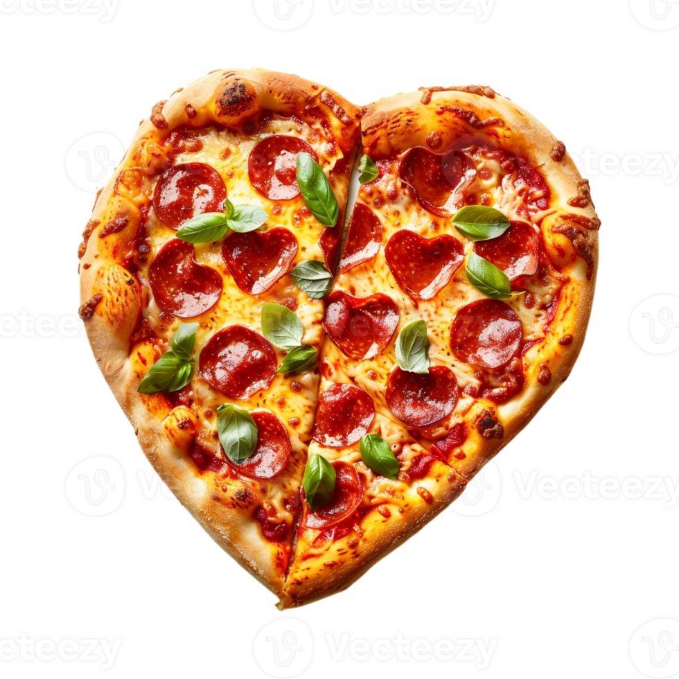 Heart Shape Pizza on Transparent Background png