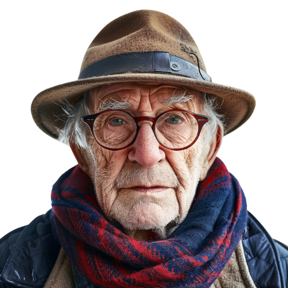 Old Man Wearing Hat on Transparent Background png