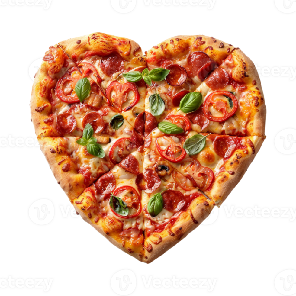 Heart Shape Pizza on Transparent Background png