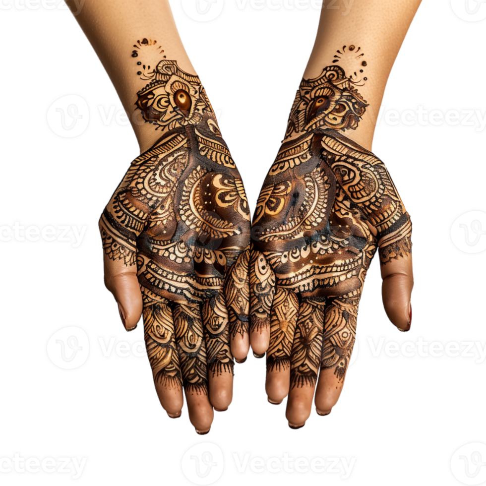 Indian Henna on Hand on Transparent Background png