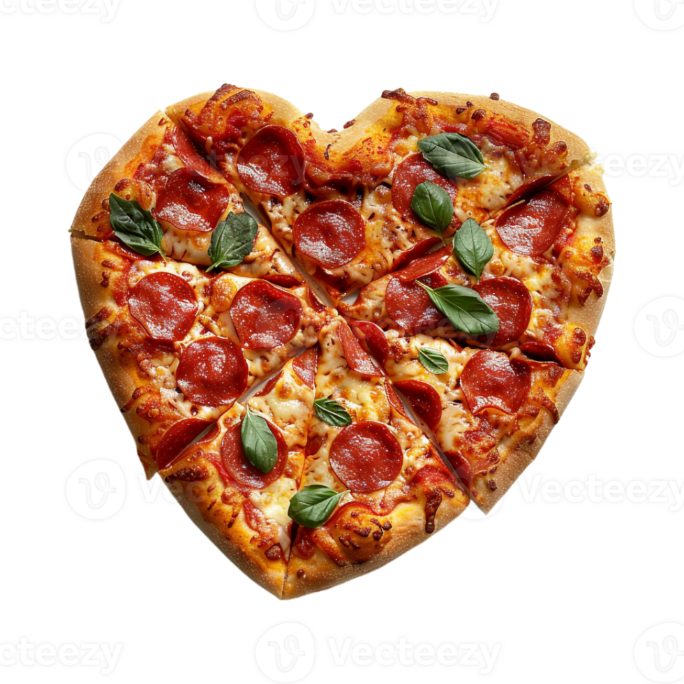 Heart Shape Pizza on Transparent Background png