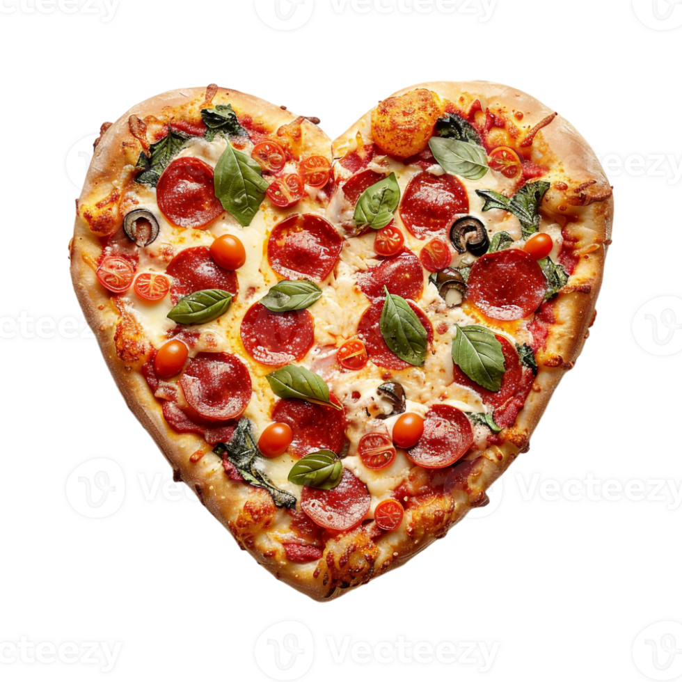 Heart Shape Pizza on Transparent Background png