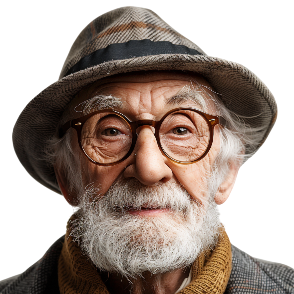 Old Man Wearing Hat on Transparent Background png