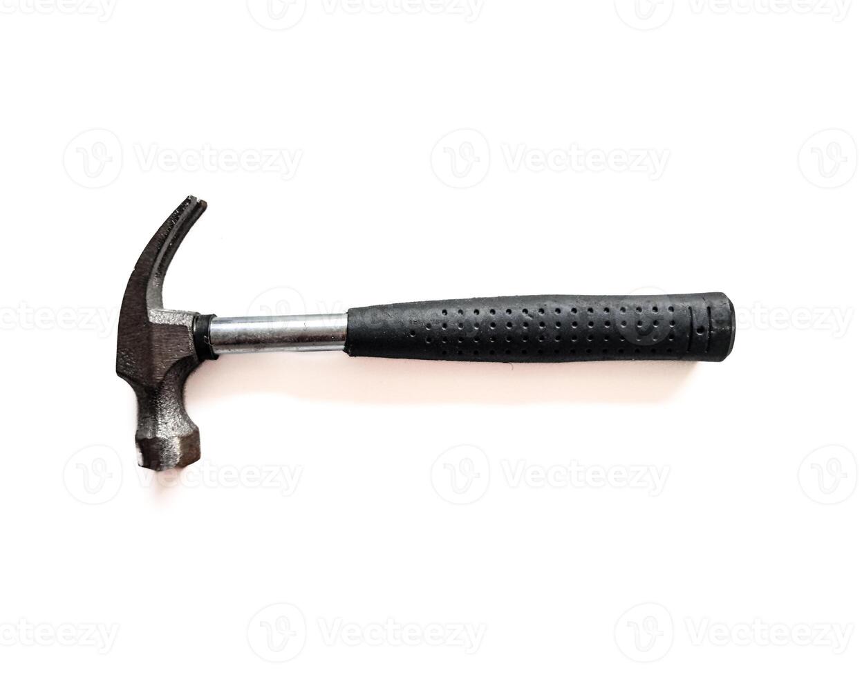 A hammer with a black handle on white background photo