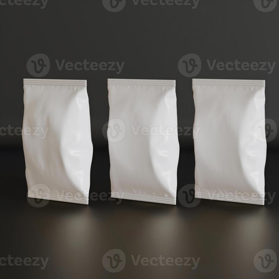 Realistic snack for chips potato and etc. white color black background rendering 3D illustration photo