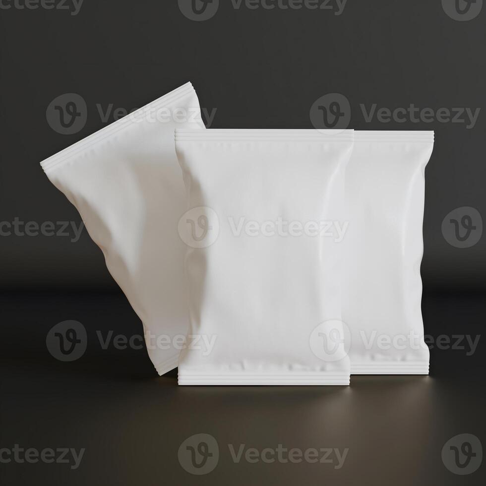 Realistic snack for chips potato and etc. white color black background rendering 3D illustration photo