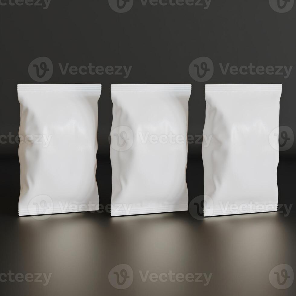 Realistic snack for chips potato and etc. white color black background rendering 3D illustration photo